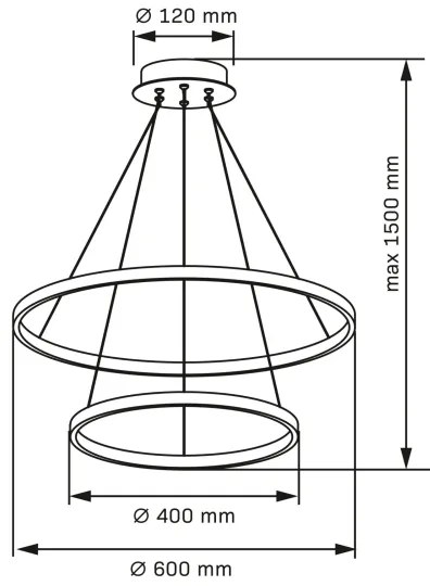 LED Csillár zsinóron LEA LED/35W/230V 4000K átm. 60 cm fekete