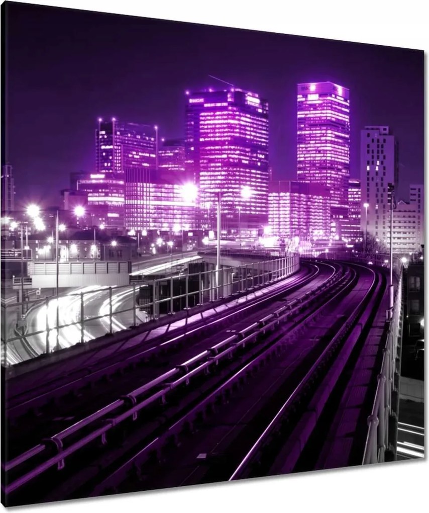 Vászonkép 90x90 Lila felhőkarcolók a városban
