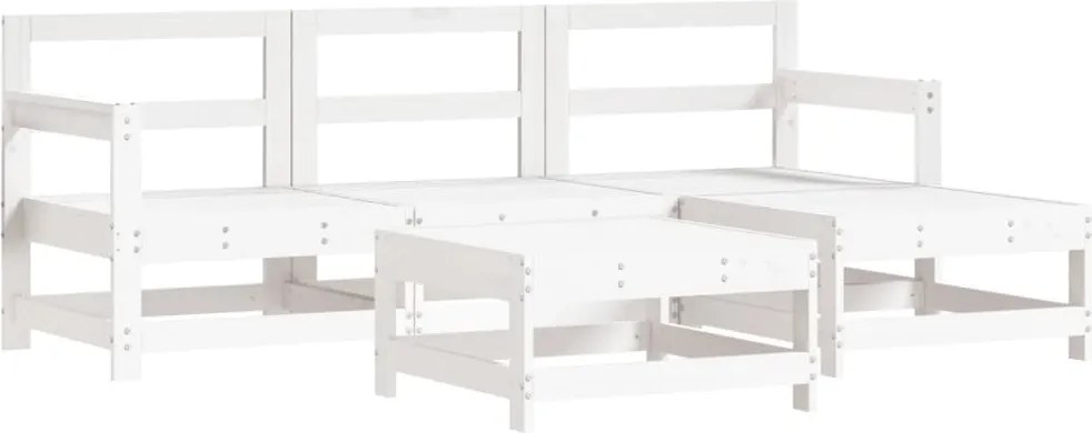 vidaXL 5 részes fehér tömör fenyőfa kerti pihenőgarnitúra