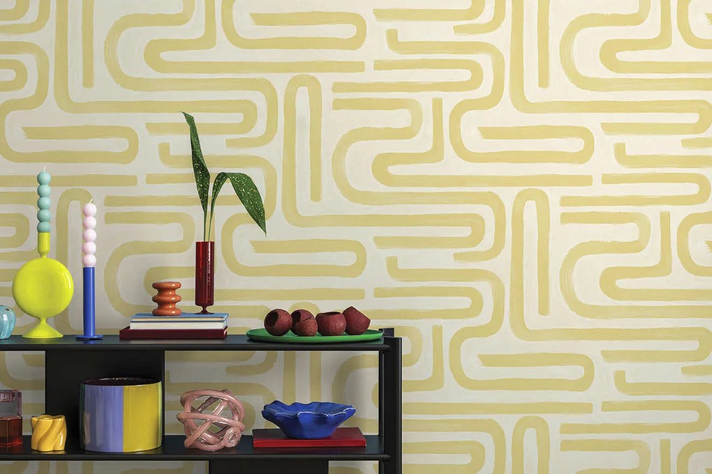 Holden Decor Imaginarium 3 Brushed Geo okkersárga geometrikus papír tapéta – 14231
