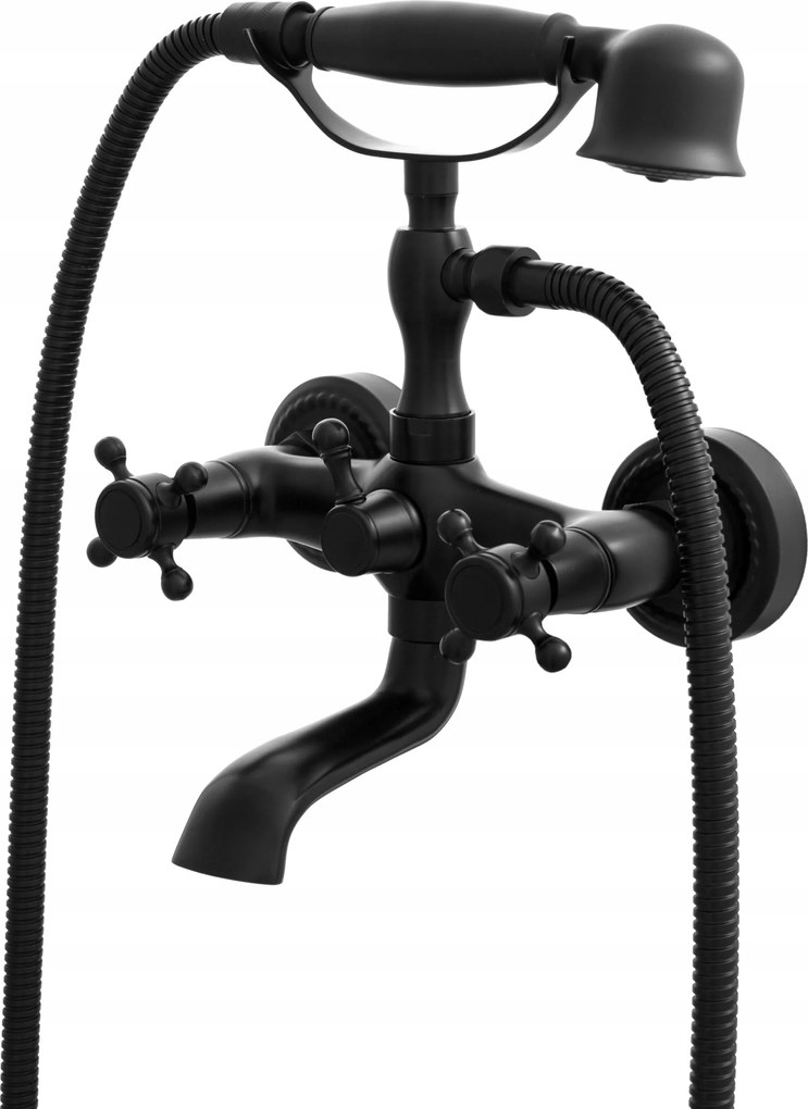 Retro Kádtöltő Csaptelep Zuhanyszett Fekete