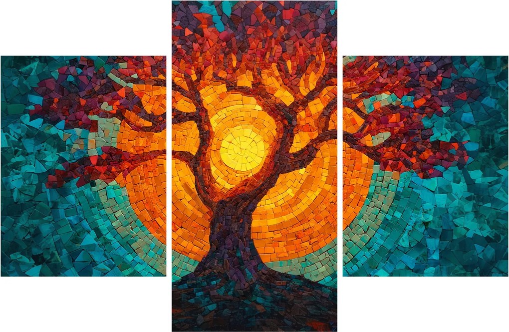 Kép - Az élet fája és a nap mozaikban (90x60 cm)