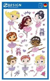 Matrica, papír, 1 ív, 76x120 mm, AVERY ZWECKFORM, Z-Design No.53221, balerina (AY53221)