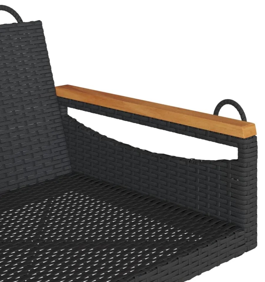 fekete polyrattan hintapad 63 x 62 x 40 cm
