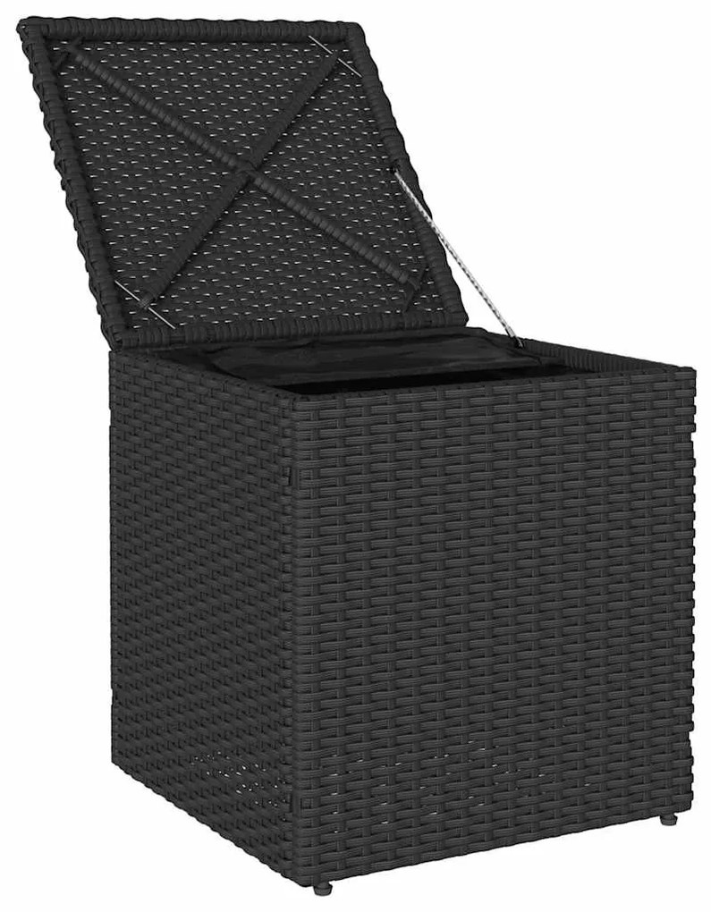 kerti székek párnákkal 2 db fekete 40x40x43 cm polirattan