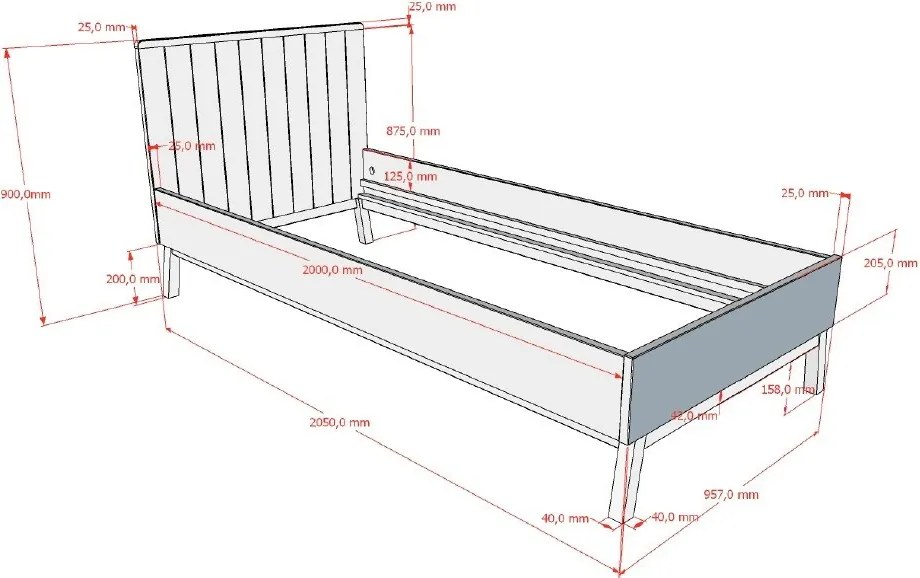 Bézs borovi fenyő gyerekágy ágyrács nélkül 90x200 cm Sezane – Vipack