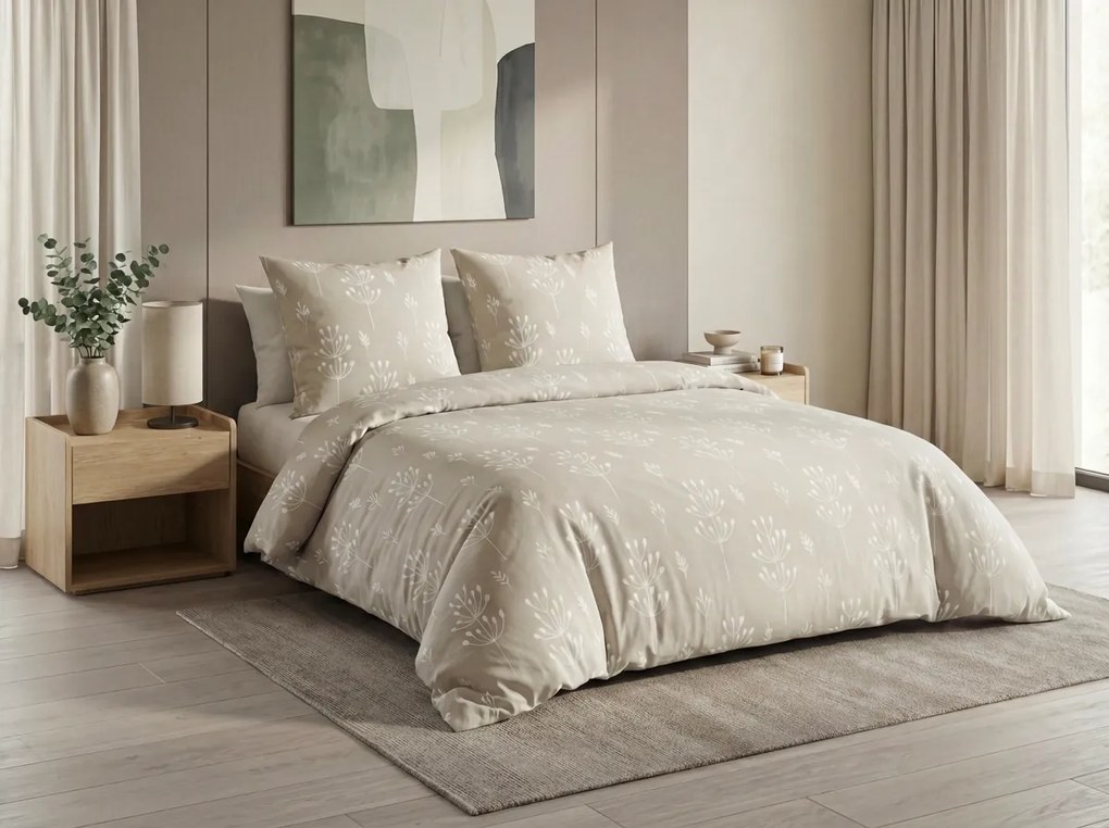 Renforcé pamut ágyneműhuzat FARAH bézs színű Ágyneműhuzat mérete: 80 x 80 cm | 135 x 200 cm