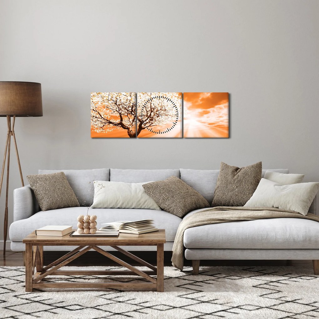 Narancssárga fa képe (órával) (90x30 cm)