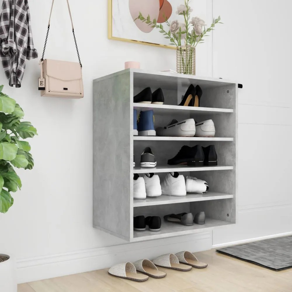 vidaXL betonszürke szerelt fa cipősszekrény 60 x 35 x 70 cm
