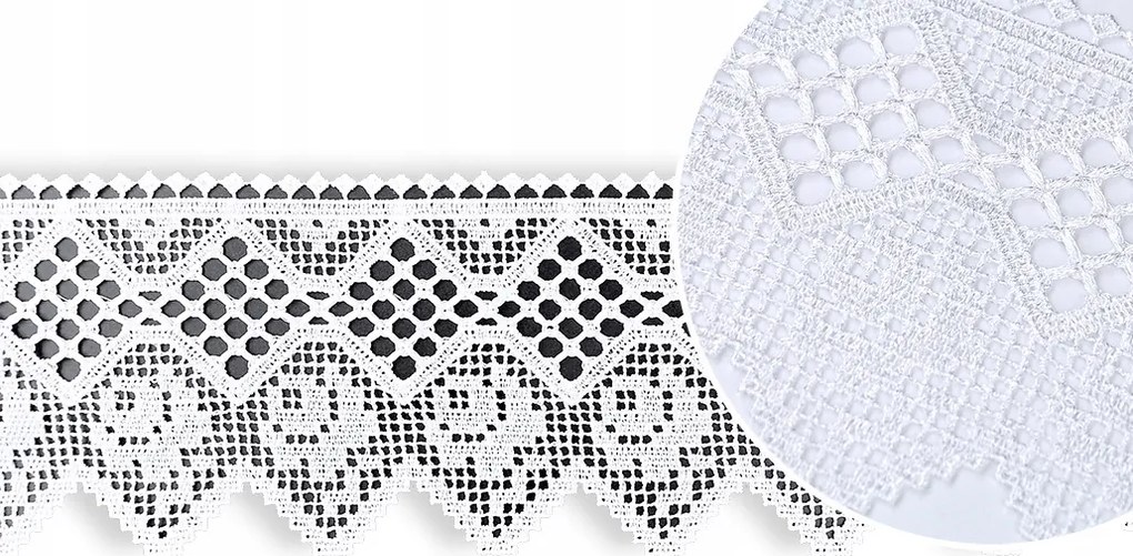 Gipiura dekoratív csipke függöny asztalterítő 12 cm széles fehér