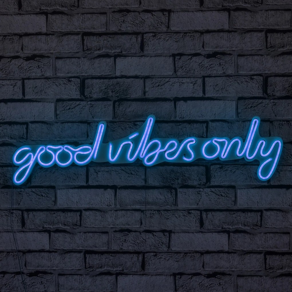 Műanyag LED-es fali dekoráció, Good Vibes Only - Blue