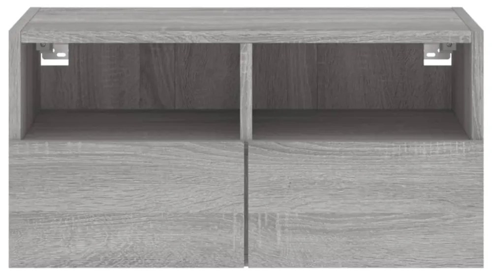 szürke sonoma színű szerelt fa fali TV-szekrény 60 x 30 x 30 cm