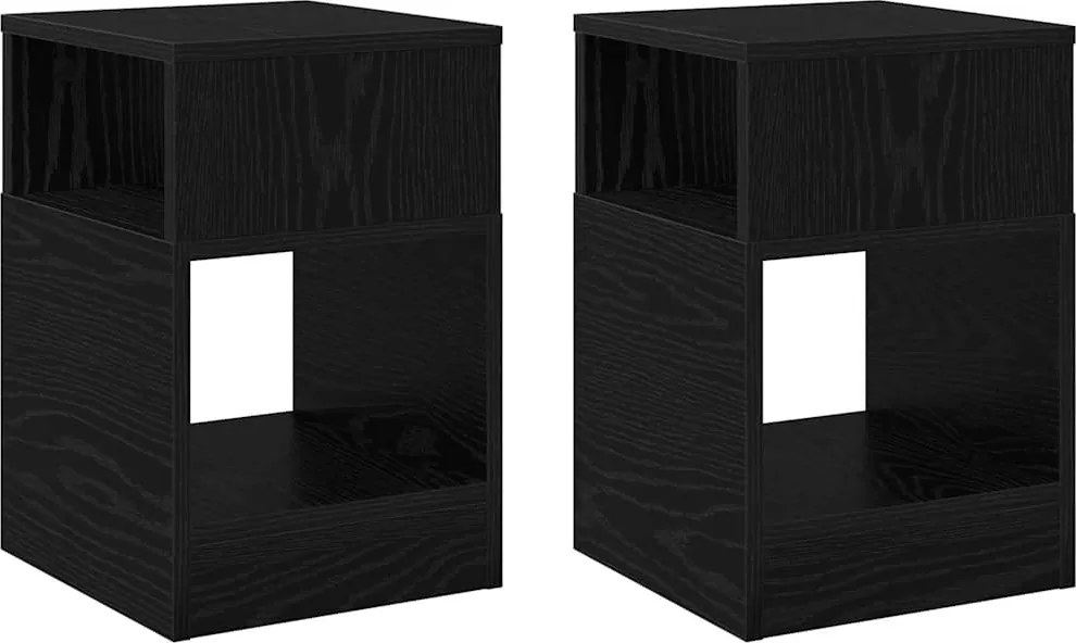 vidaXL Végasztal 2 pcs Fekete tölgy 30,5 x 30 x 45 cm Faanyag