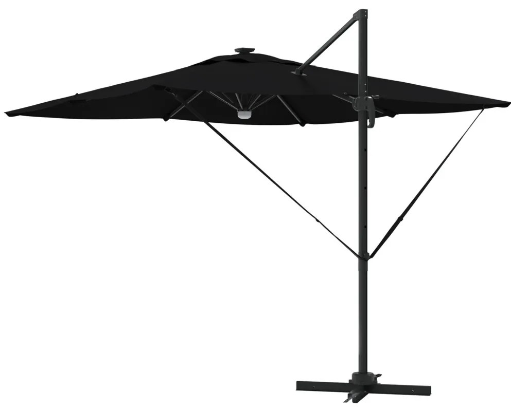 Konzolos Roma Napernyő LED-del Fekete 286x285x270 cm Alumínium