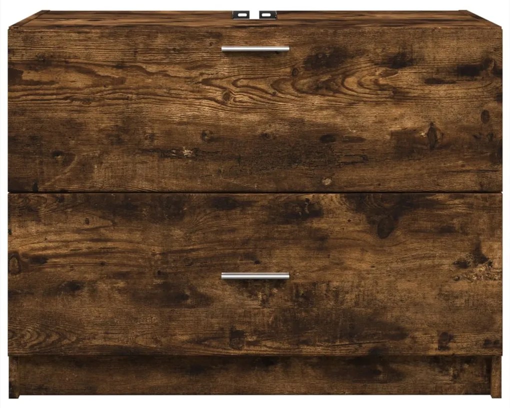 Füstös tölgy színű szerelt fa mosdószekrény 78 x 37 x 59 cm