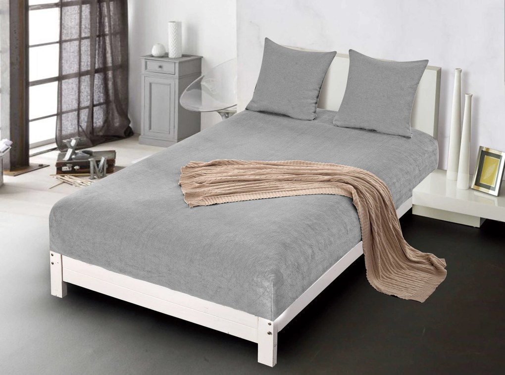 Mikroplüss lepedő NOLVIA 90x200 cm világosszürke