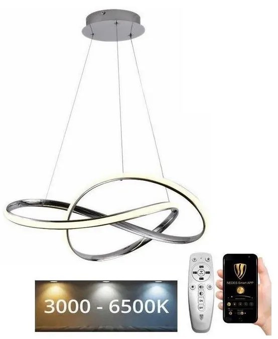 Brilagi - LED Dimmelhető csillár zsinóron COSMOWAVE LED/70W/230V króm + távirányító