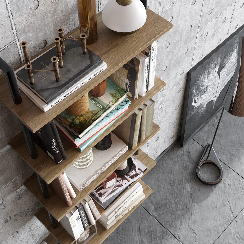 könyvespolc Paula - Walnut, Black