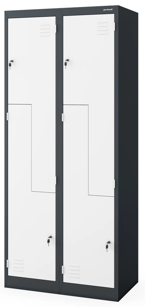 „L” típusú fémszekrény JULIA, 800 x 1850 x 450 mm, antracit-fehér
