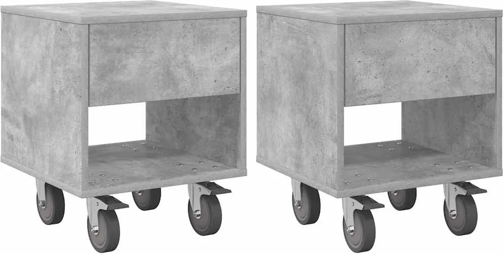 vidaXL Éjjeli asztal 2 pcs Beton Szürke 40,5 x 40 x 48 cm Faanyag