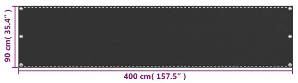 balkon napellenző HDPE 90x400 cm Antracit