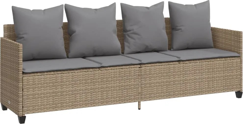 vidaXL bézs polyrattan napozóágy párnával