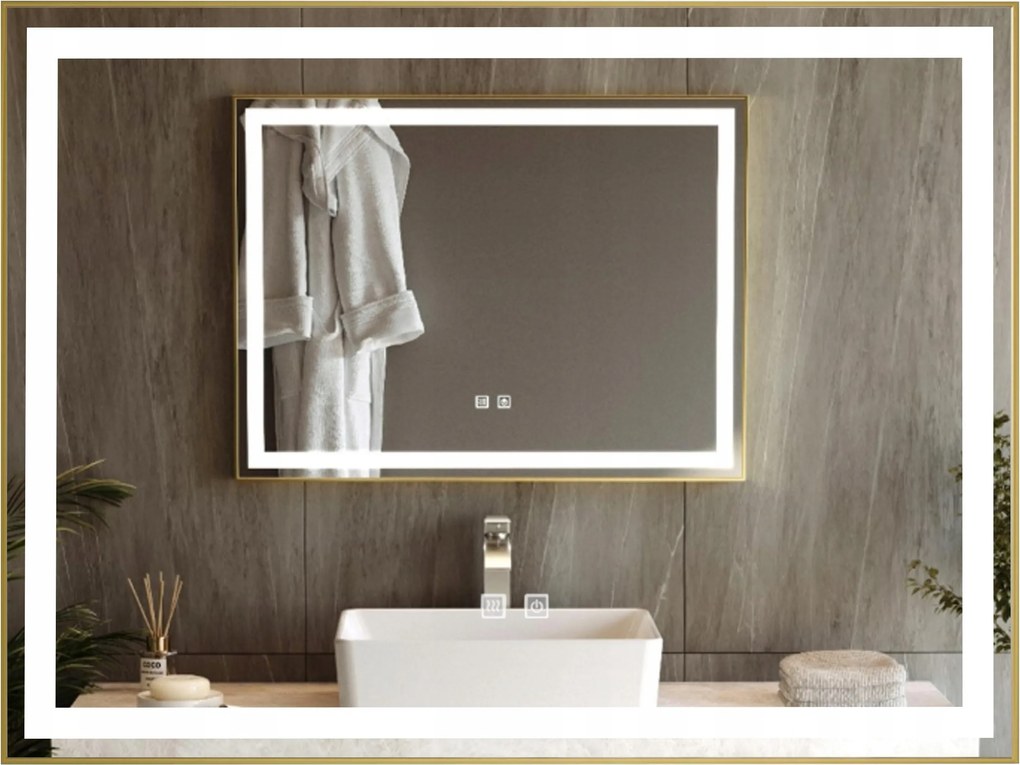 Téglalap alakú megvilágított energiatakarékos Led tükör 80x60 Lepus