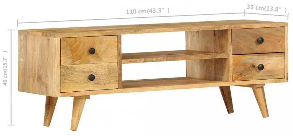 tömör mangófa TV-szekrény 110 x 35 x 40 cm