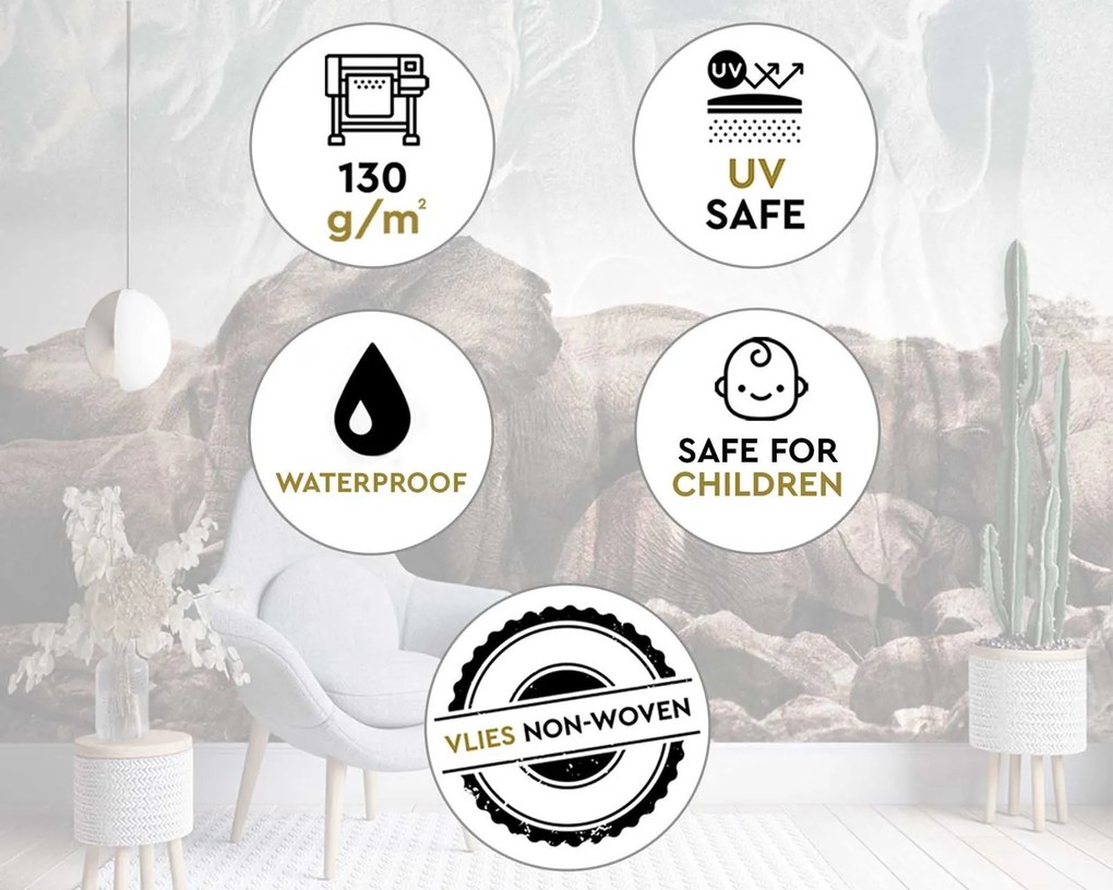 Gario Fotótapéta Elefántok egy csordában Anyag: Vlies, Méret: 350 x 245 cm