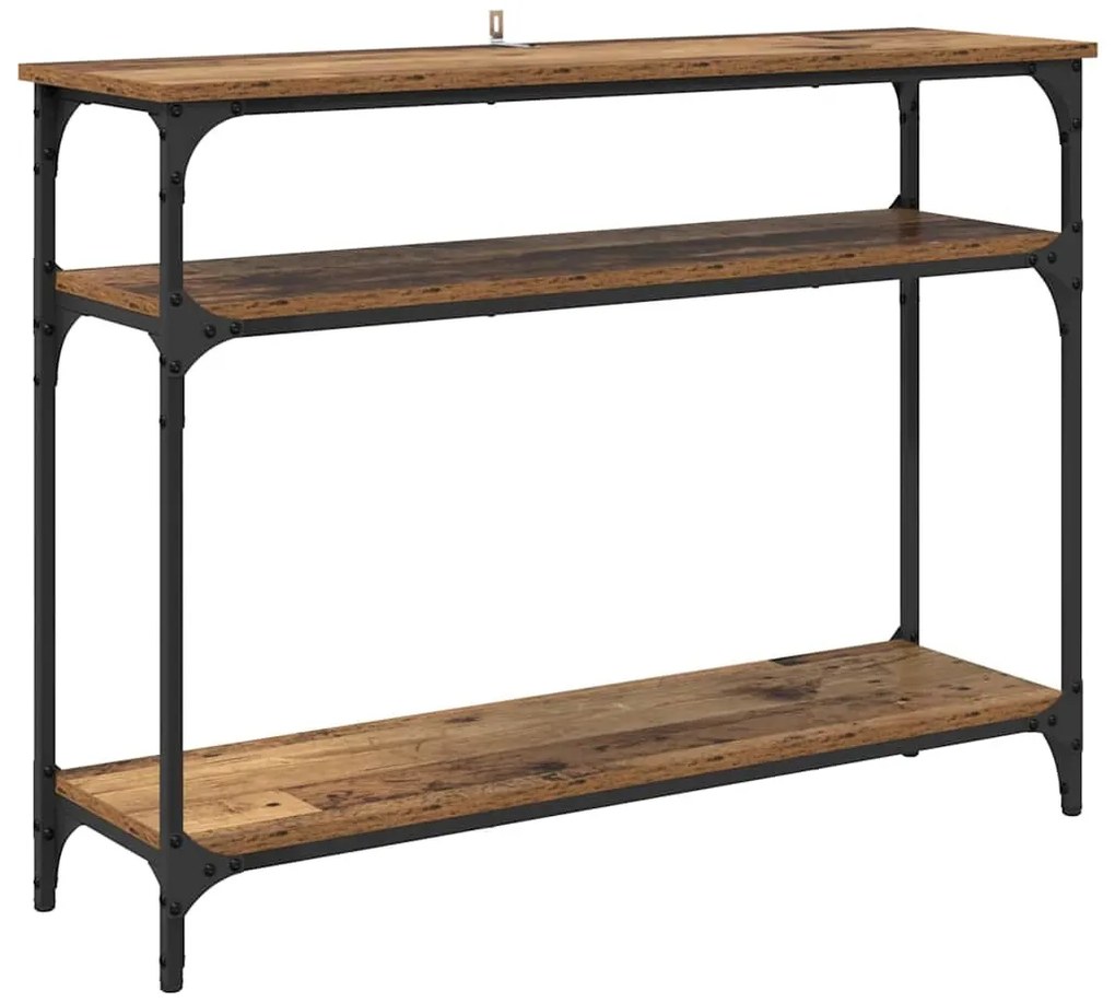 vidaXL Konzolasztal polcokkal Öreg fa 100 x 29 x 75 cm Faanyag