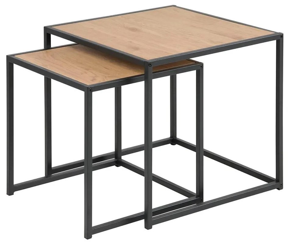 SARON dohányzóasztal szett, 2 db, tölgy/fekete