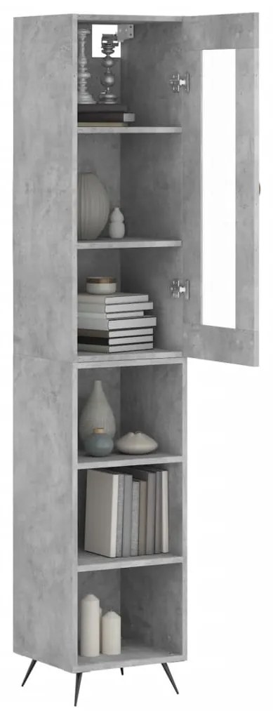 Betonszürke szerelt fa magasszekrény 34,5x34x180 cm