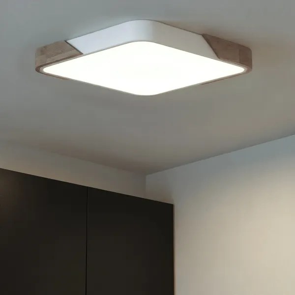 Brilagi - fényerőszabályozható LED lámpatest PILANA LED/60W/230V tölgy/fehér 56x56 cm + távirányító