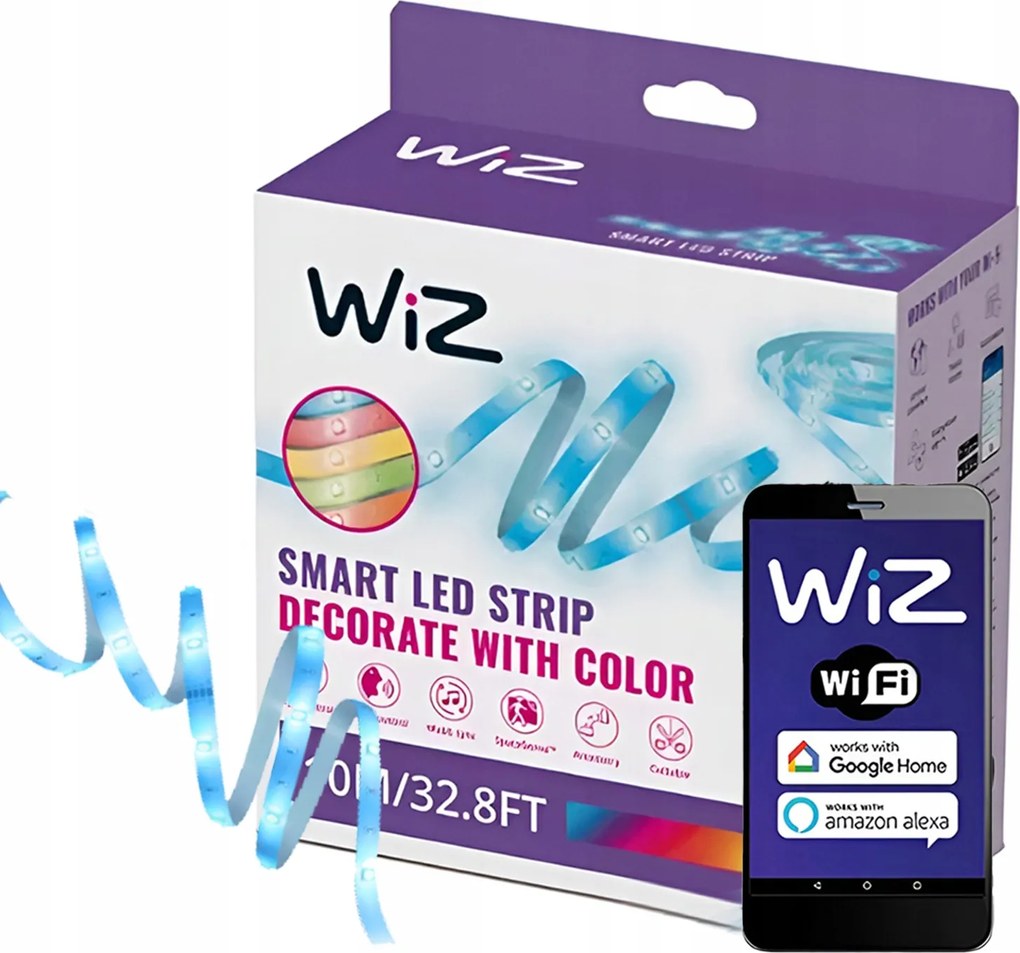 Led Szalag 10M Többszínű Rgb Smart WiFi alkalmazás WiZ