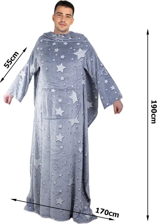 VERK Világító takaró ujjakkal - szürke