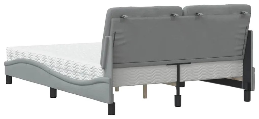 világosszürke szövet ágy matraccal 140x190 cm