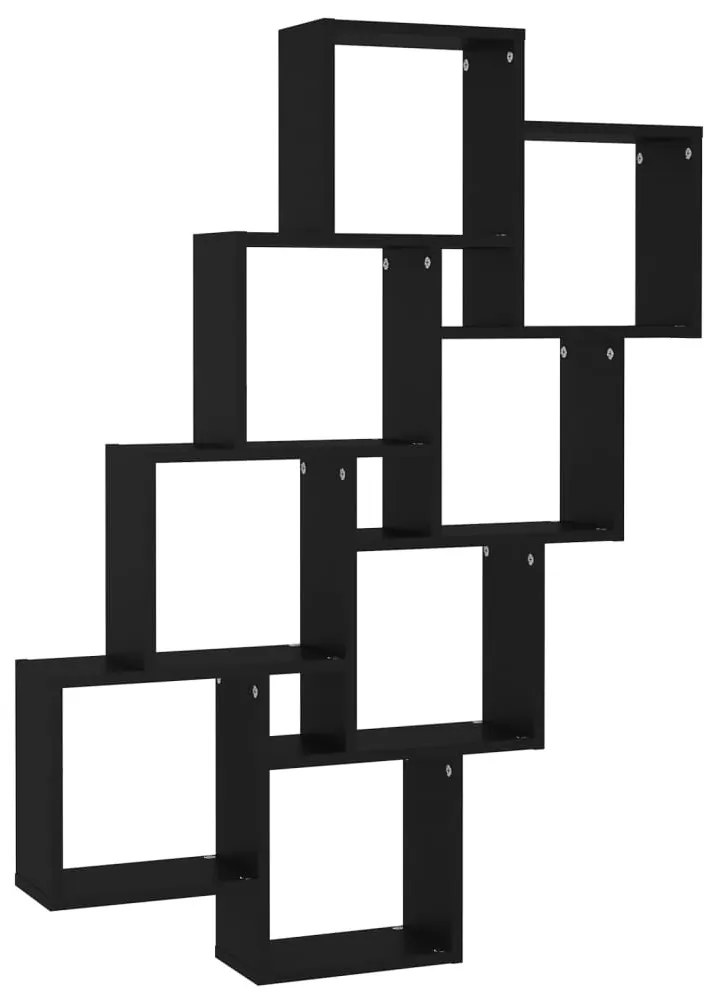 fekete szerelt fa négyszögű fali polc 90 x 15 x 119 cm