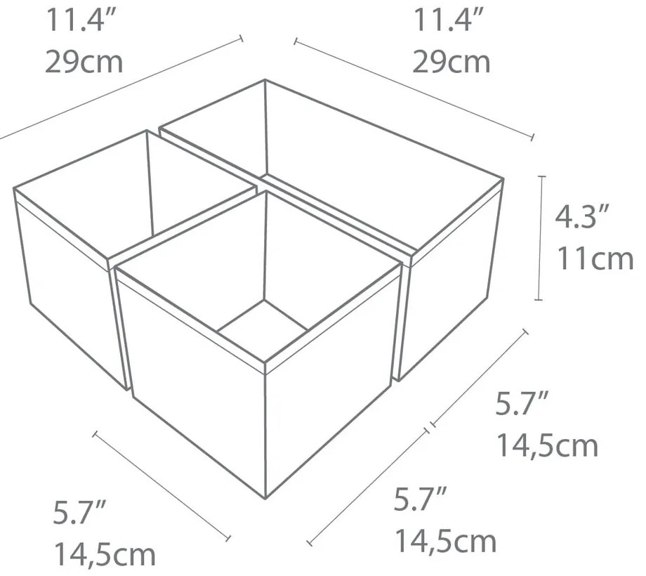 Drawer 3 db-os szürke rendszerező szett - Bigso Box of Sweden