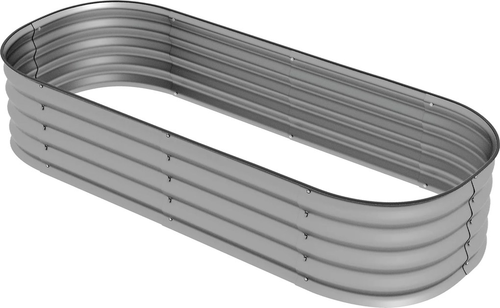 Outsunny Fém Magaságyás, Virágzó Doboz, Zöldségágyás, DIY Virágzó Doboza Nyitott Aljjal, Fűszernövény Ágyás Kerthez, Erkélyhez, Ezüst 150 x 62 x 30 cm