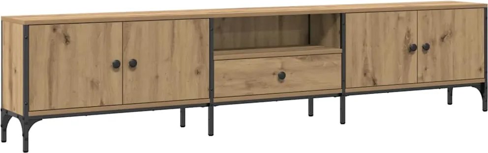 vidaXL kézműves tölgy szerelt fa TV-szekrény fiókkal 200x25x44 cm