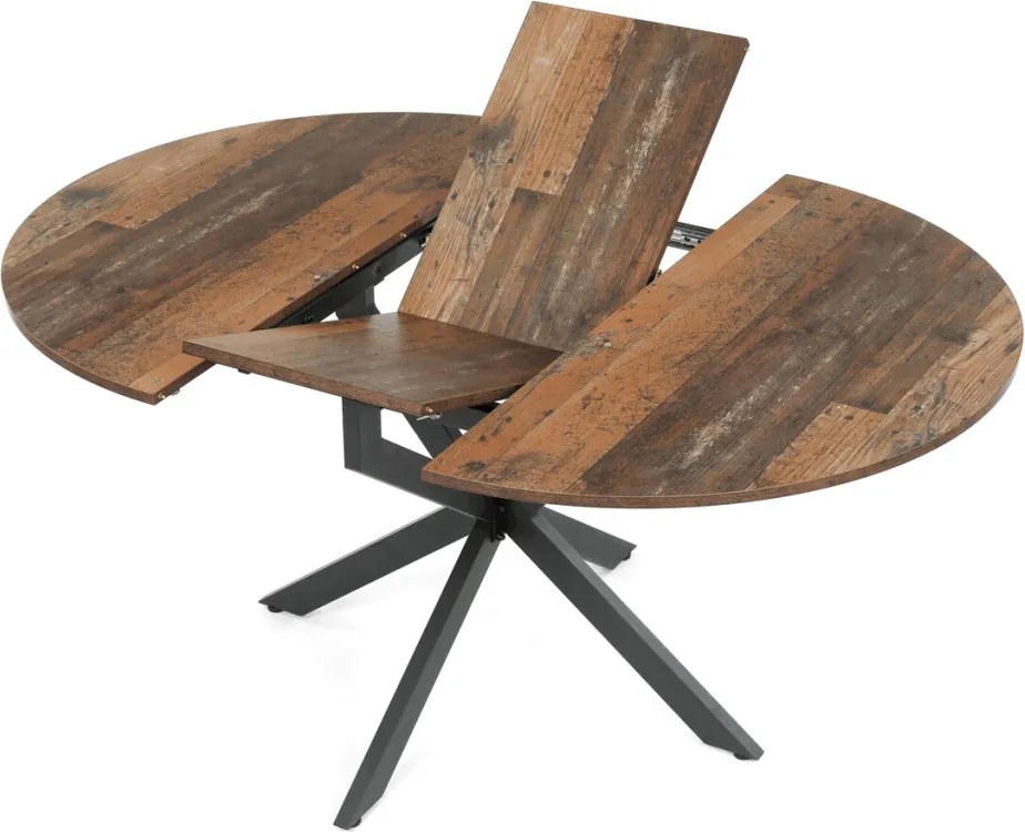 Étkezőasztal bővíthető 120–160 × 120 cm melamin öreg fa