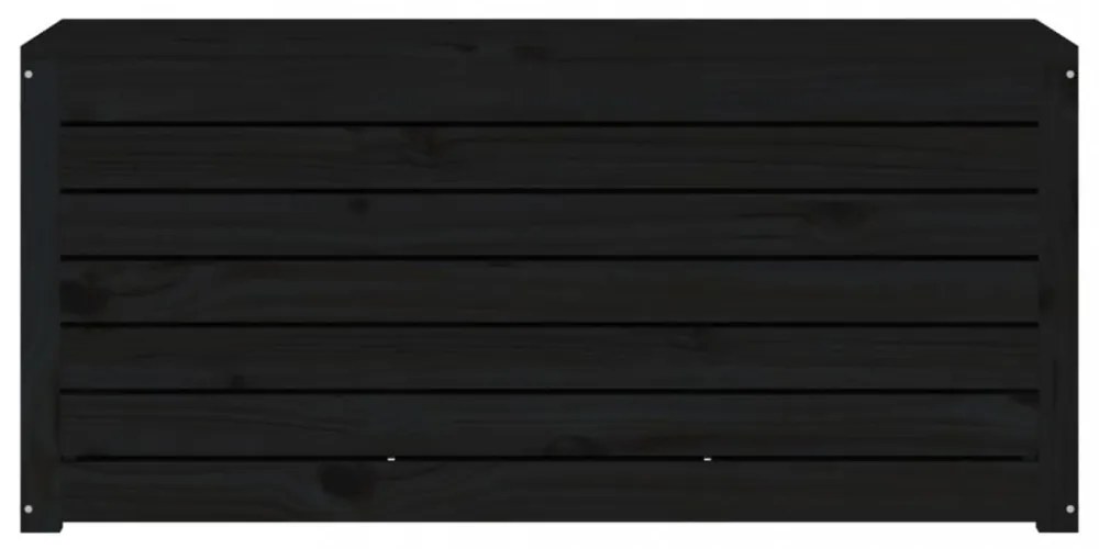 fekete tömör fenyőfa kerti láda 101 x 50,5 x 46,5 cm