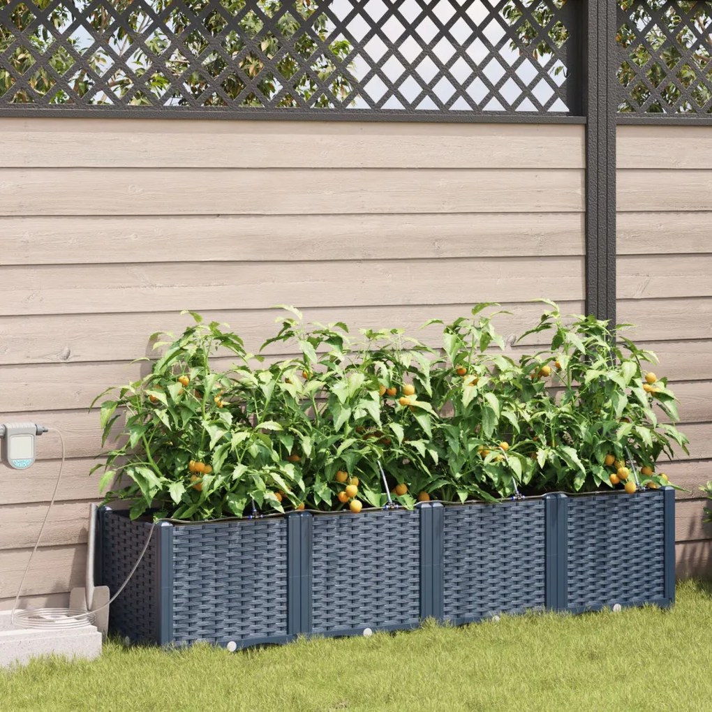 Kerti ültetők Szürke 160 x 40 x 37.5 cm Acél