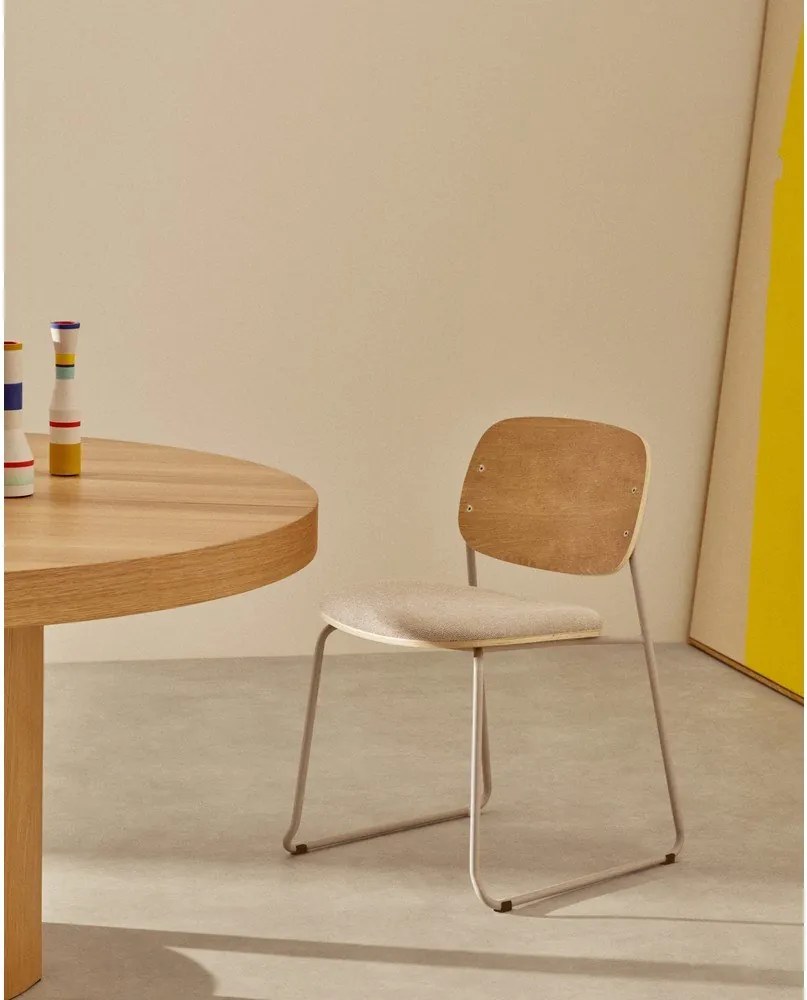 Bézs-natúr színű fém rakásolható étkezőszék Meli – Kave Home