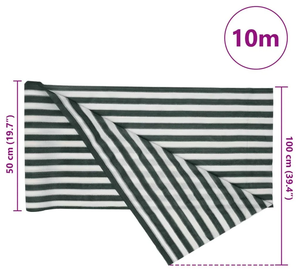 zöld és fehér HDPE belátásgátló háló 1 x 10 m 75 g/m²