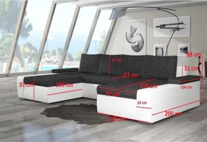 SAN MARINO ágyazható U alakú ülőgarnitúra