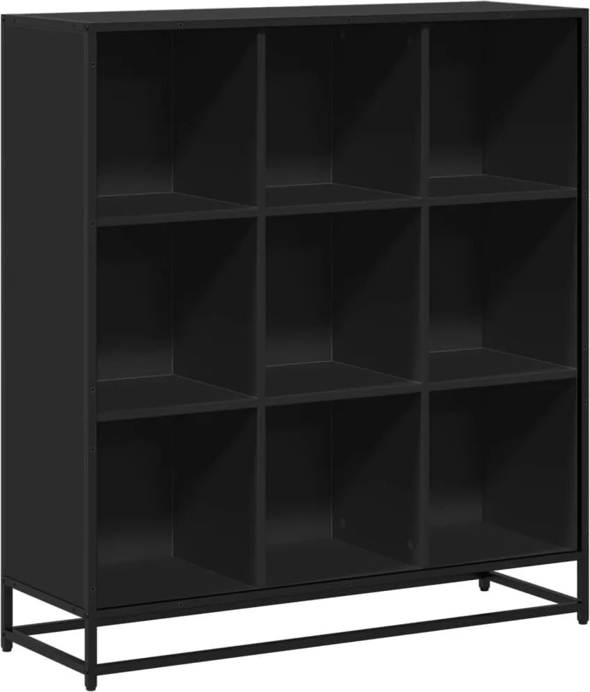 vidaXL fekete szerelt fa és fém könyvszekrény 97,5 x 33 x 107,5 cm