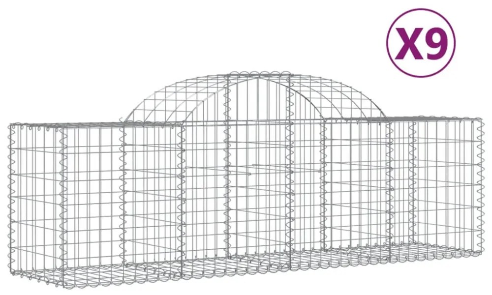 9 db íves horganyzott vas gabion kosár 200x50x60/80 cm