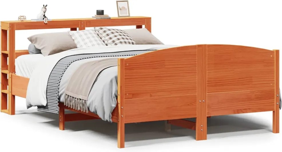 vidaXL viaszbarna tömör fenyőfa ágy matrac nélkül 150 x 200 cm