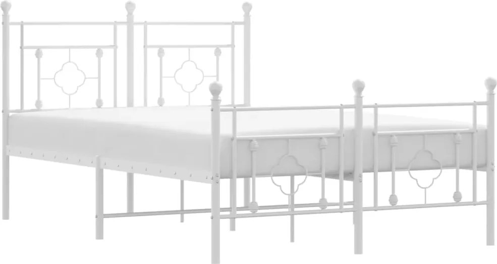 vidaXL fehér fém ágykeret fej- és lábtámlával 120 x 190 cm
